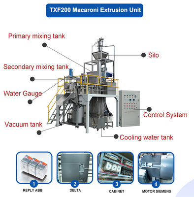 80-300kg/h Ιταλική μηχανή παραγωγής μακαρόνων με ασφάλεια και χαμηλό θόρυβο